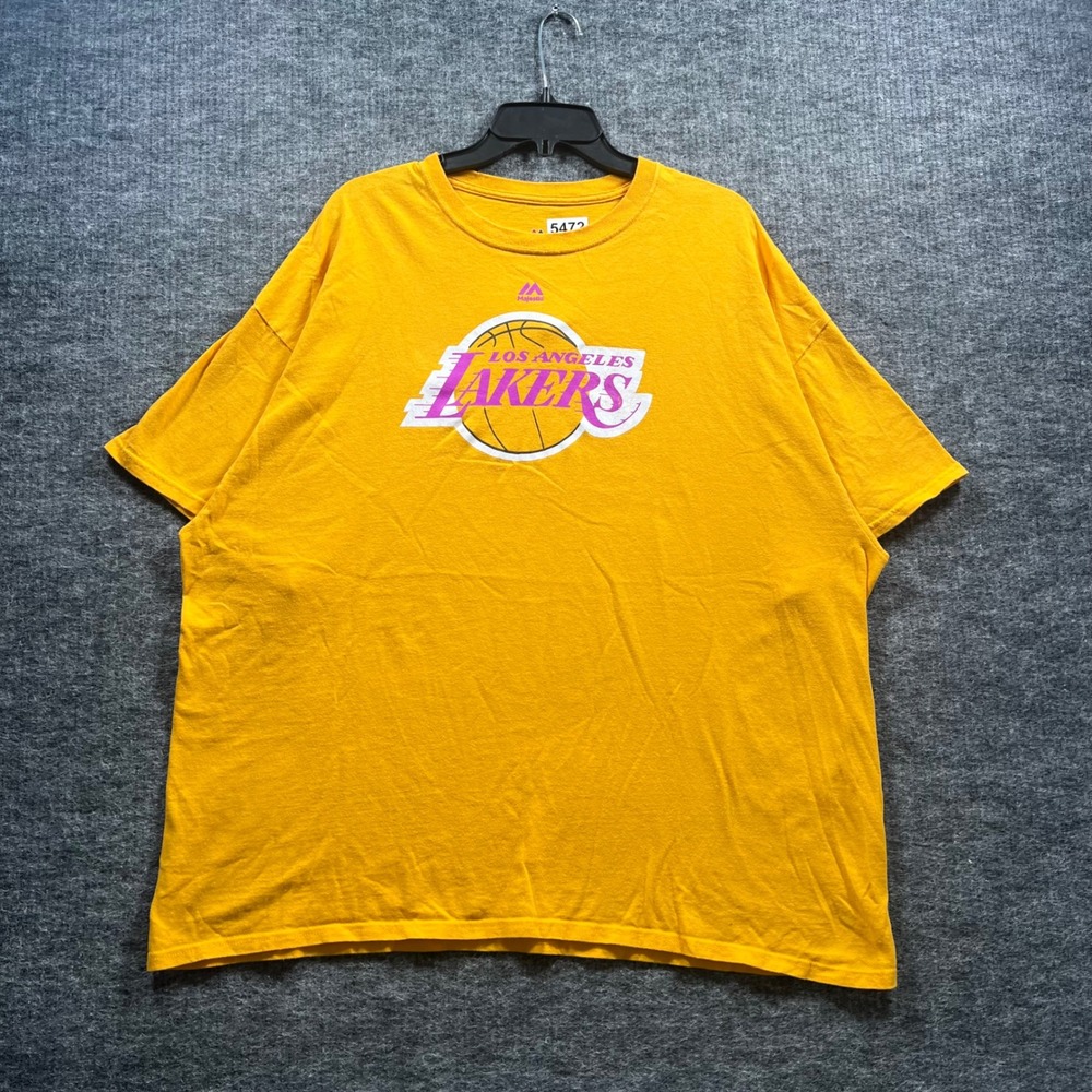 Majestic Los Angeles Lakers Graphic T-Shirt Mens 2XL Gold Yellow NBA Basketball